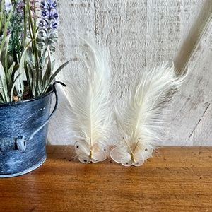 Art Deco Earrings Ostrich Feather Clip on Earrings Flapper Hair Accessories